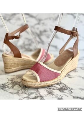 Soludos Marseille Red Espadrille Sandals Wedge Ankle Strap Canvas Open Tie 6
